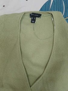 olive green knitted wrap top