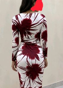 Stylish Printed Dress with Belt
