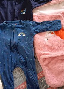 Pink Fox Fleece Baby Sleepsuit
