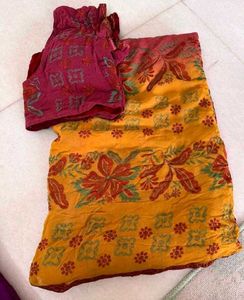 Floral Embroidered Ombre Saree With Blouse