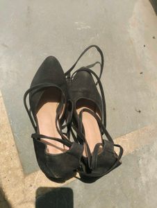 Black Suede Lace-Up Flats