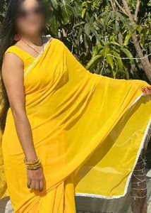 Elegant Yellow Chiffon Saree with Designer blouse