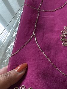 Georgette chiffon pearly purple handwork saree (Ne
