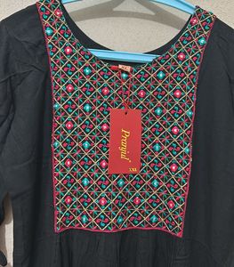 Embroidered Black Kurti XXL