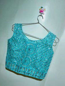 🩵 Grand Blue Netted Lehenga Choli Set