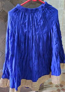 Vibrant Blue Crinkled Ethnic Skirt