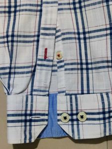 White Blue Checks Pure Cotton Shirt