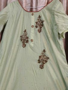 Embroidered Light Green Kurta