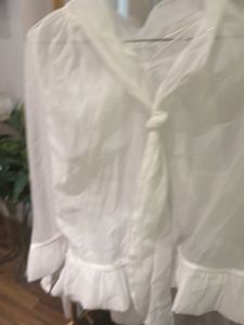 Sheer White Organza Blouson Shirt