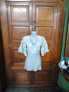 Lace Floral Jumpsuit Shorts