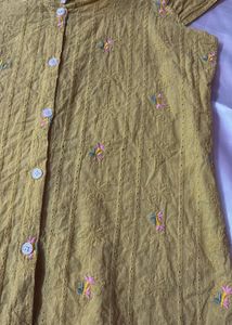 Chic Embroidered Mustard Yellow Top