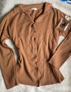 Cozy Brown Button-Up Cardigan