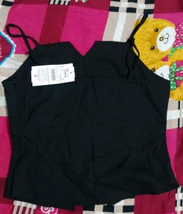 Cute Black Tie-Front Cami Top