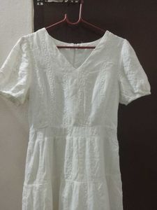 White Tiered Midi Dress