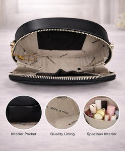 Black Quilted Oval Crossbody Bag