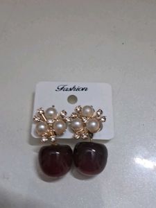 Cute Cherry &amp; Pearl Drop Earrings
