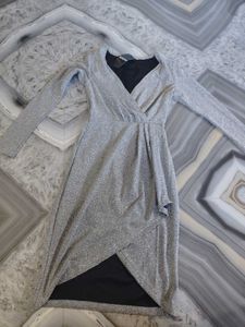 Sparkly Silver Wrap Dress