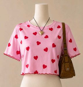 Cute Pink Heart Crop Top from street style store