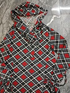 Cozy Plaid Hooded Dress for winter