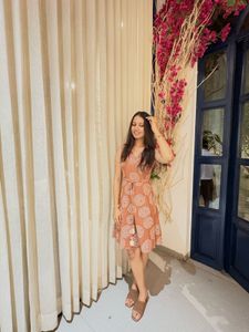 terracotta Printed Tie waist dress