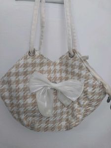 Chic Houndstooth Bow Tote Bag