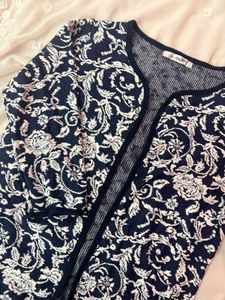 Navy Blue Floral Cardigan