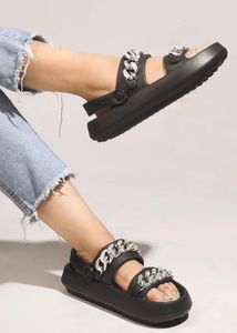 Chunky Embellished Slingback Sandals