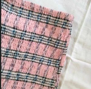 Pink Plaid Smocked Tube Top