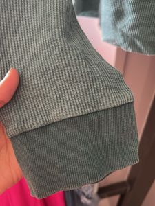 Teal Corduroy Long Sleeve Crop Top