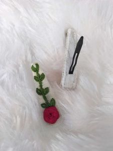 Floral Embroidered Hair Clips
