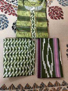 unused Green Printed Kurta Set with Dupatta