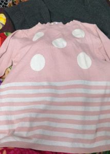 White And Peach Colour Woolen Top