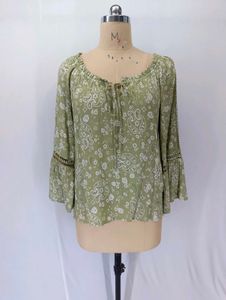 Boho Paisley Print Tie-Neck Blouse