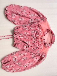Chic Pink Floral Puff Sleeve Top