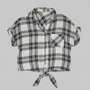 Plaid Tie-Front Top