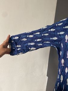 Blue Fish Print Kurta