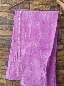 Beautiful Mauve Printed Kurta with Lace