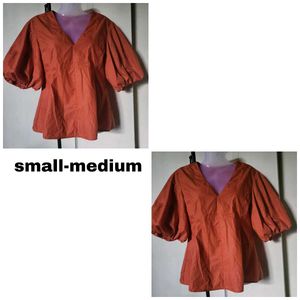 Stylish V-Neck Puff Sleeve Top