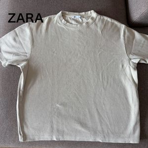Zara Beige Ribbed T-Shirt