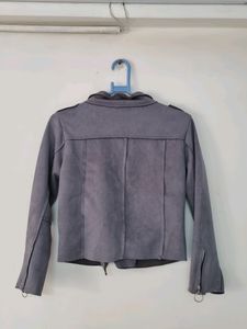 Gray Suede Moto Jacket