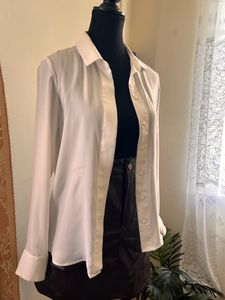 H&amp;M White Long Sleeve Shirt