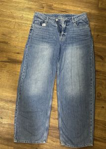 Wide Leg Blue Denim Jeans