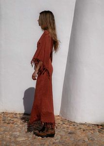 Bohemian Maxi Dress with Fringe