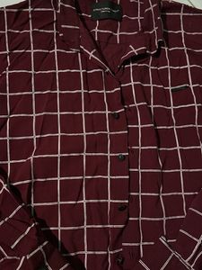 Maroon Checkered Casual Shirt