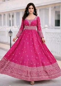 Ethnic diamond, mirror work Anarkali Gown