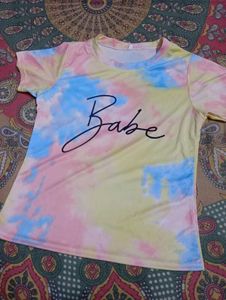 Tie-Dye "Babe" Graphic T-Shirt(M)size