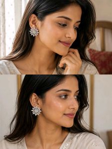 Sparkling Starburst CZ Stud Earrings
