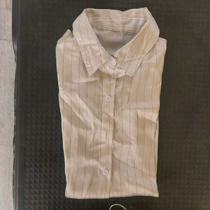 Elegant Shine Satin White Stripped Shirt