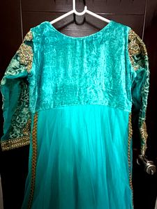 Elegant Teal Embroidered Anarkali Dress