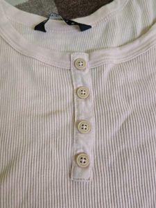 Pink Ribbed Button-Up Tank Top